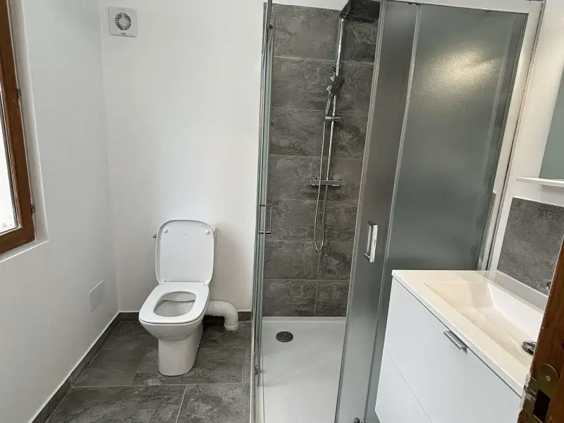 Rénovation de salle de bain (douche, WC, meuble vasque) par Precy Plomberie